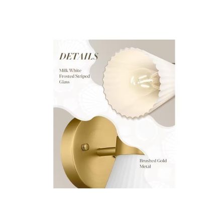 JAZAVA 5.9 in. 2-Light Milk White Glass Shade Modern Indoor Brushed Gold Finish