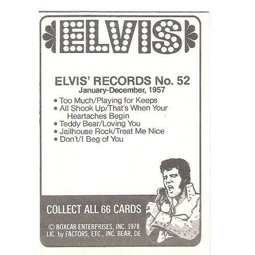 1978 Boxcar Elvis Presley trading card #52-crisp