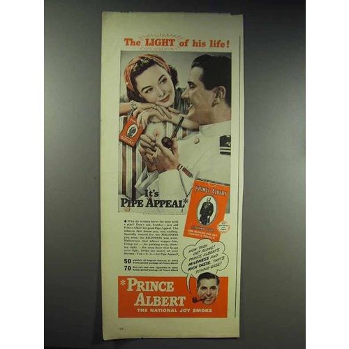 1944 Prince Albert Tobacco Ad - The Light of His Life