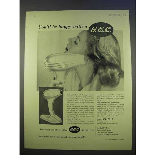 1955 General Electric G.E.C. Hair Dryer Ad