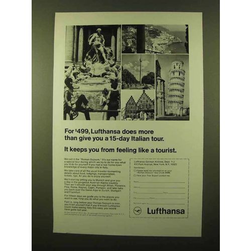 1968 Lufthansa Airline Ad - More 15-Day Italian Tour