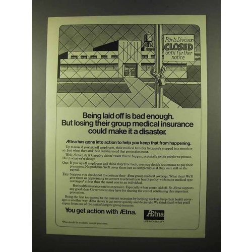 1975 Aetna Insurance Ad - Being Laid Off is Bad