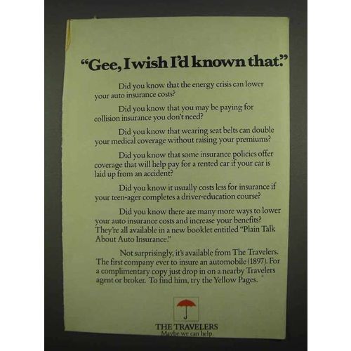 1974 Travelers Insurance Ad - Gee, Wish I'd Known That