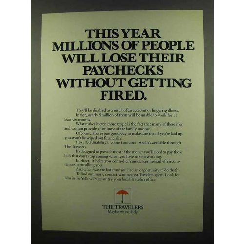 1974 Travelers Insurance Ad - People Lose Paychecks