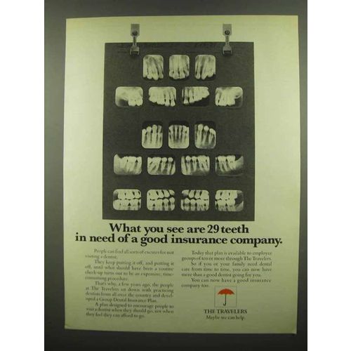1974 Travelers Insurance Ad - You See 29 Teeth in Need