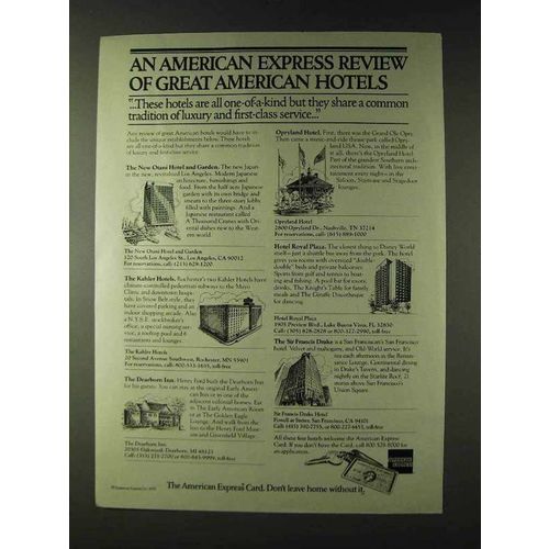 1979 American Express Ad - Great American Hotels