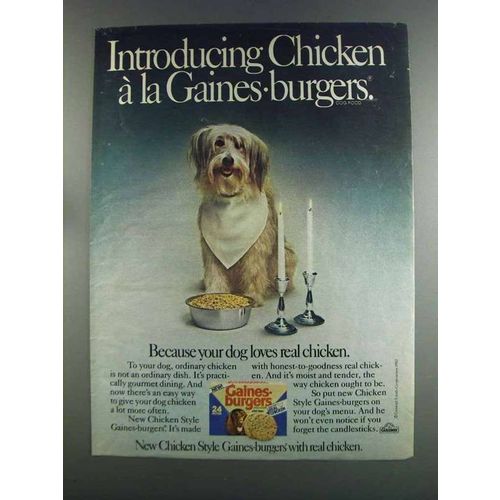 1982 Chicken Style Gaines-Burgers Ad