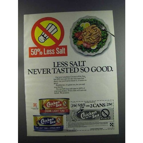 1982 Chicken of the Sea Tuna Ad - Less Salt
