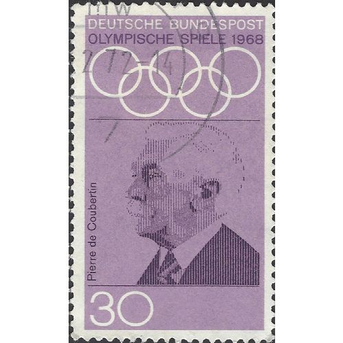 GERMANY, OLYMPICS 1968, Pierre de Coubertin, violet 1968, 30pf, #3