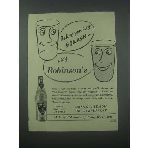 1954 Robinson's Orange Squash Ad