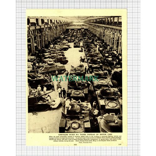 (8359) Chrysler Works Detroit Tank Manufacture World War Two - c.1947 Cutting