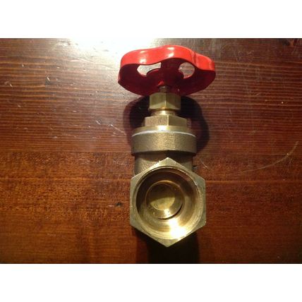2 Brass Gate Valves With Red Handle Female x Female 1"
