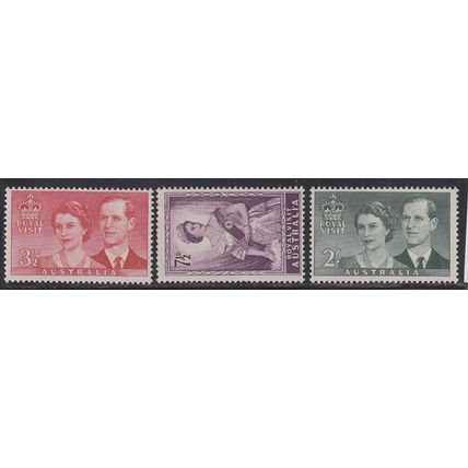 AUSTRALIA, 1954 ERII Visit set, SG 272/4 (Scott #267/9), mint hinged