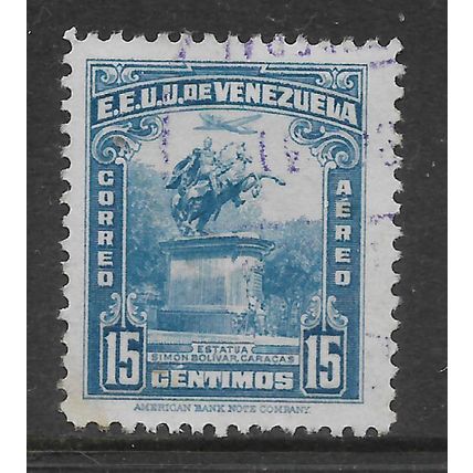 VENEZUELA 1940 STATUE OF BOLIVAR AT CARCACAS 15c BLUE SG 629 FINE USED#