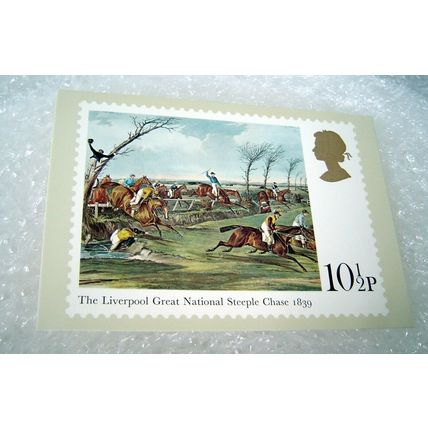 POST OFFICE STAMP POSTCARD-HORSE RACING-Liverpool Great National Steeple Chase