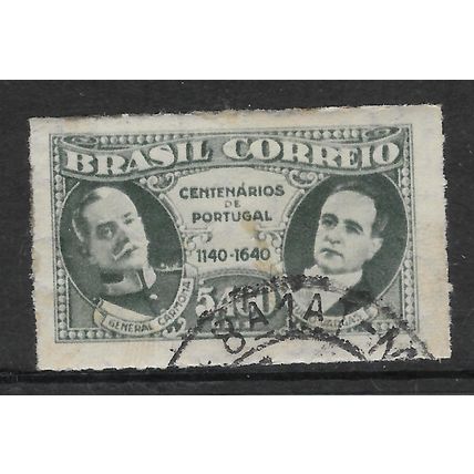 BRAZIL 1941 CENTENARIES OF PORTUGAL 5400R GREEN CARMONA & VARGAS SG645 F/U