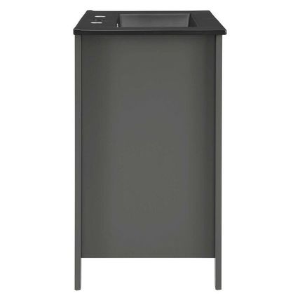 Modern Contemporary Gray 24" Bathroom Vanity - White or Black Ceramic Sink Basin