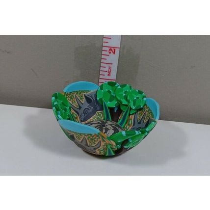 hand crafted south africa 1 x 3 inches clay bowl with rhinos