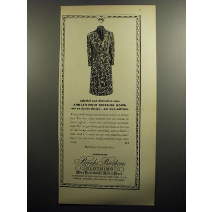 1951 Brooks Brothers Robe Ad - Colorful and distinctive new African print