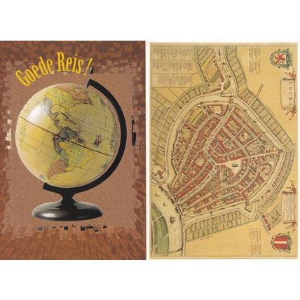 Gouda Cheese Antique Repro Map & Geography Globe 2 Postcard s
