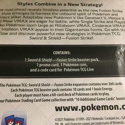 New Pokemon Holo Blitzle Fusion Strike Blister Pack + Coin