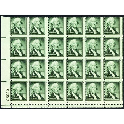 1031, MNH 1¢ Two Way Perf Shift PB Freaky Error In Block of 28 - Stuart Katz