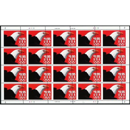 2541, MNH $9.95 Express Mail Misperf Freak Error Sheet of 20 - Stuart Katz