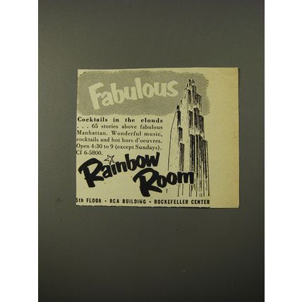 1954 Rainbow Room Ad - Fabulous Cocktails in the clouds
