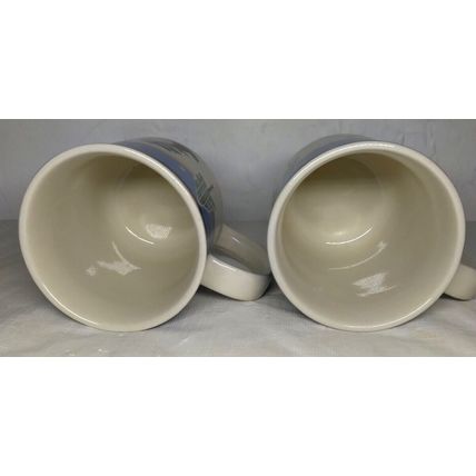 Set of 2 Snowmen Sledding Skiing Coffee Tea Mug 3" x 3 3/4" Winter Fun