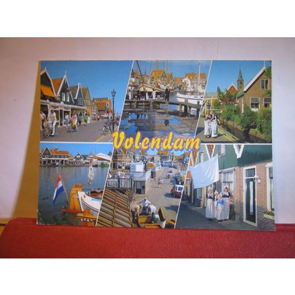 VOLENDAM, HOLLAND multiview used postcard 1988 stamp =