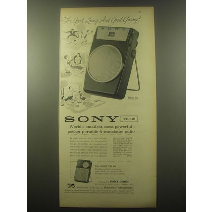 1959 Sony TR 610 and TR 86 Radios Ad - For good living - and good giving