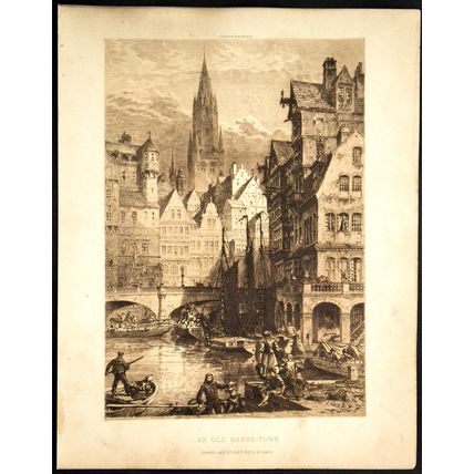 AN OLD HANSE-TOWN 1914 Axel Herman Haig ANTIQUE ETCHING