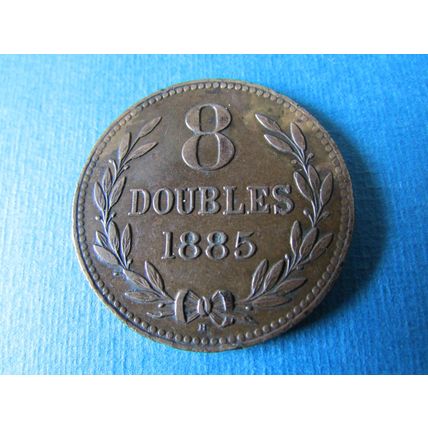 1885H GUERNSEY EIGHT DOUBLES HEATON MINT BIRMINGHAM FREE POST. (gg)