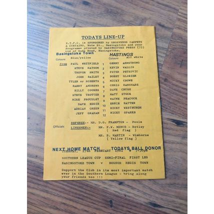 1980/81 Basingstoke Town vs Hastings United - Southern League ** FREE P&P **