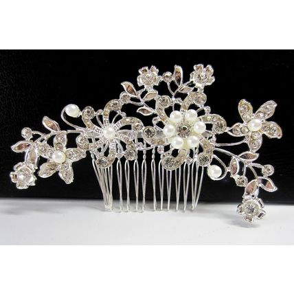 Diamante Crystal Pearl Ladies Womens Hair Accessory Comb Bridal Wedding Prom