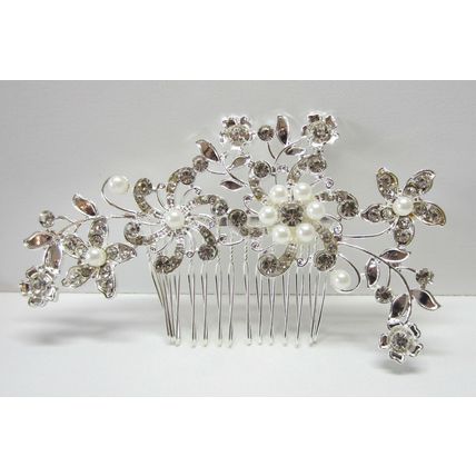 Diamante Crystal Pearl Ladies Womens Hair Accessory Comb Bridal Wedding Prom