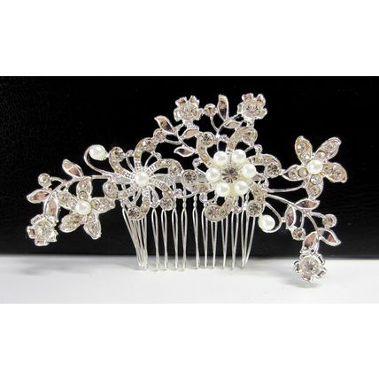 Diamante Crystal Pearl Ladies Womens Hair Accessory Comb Bridal Wedding Prom
