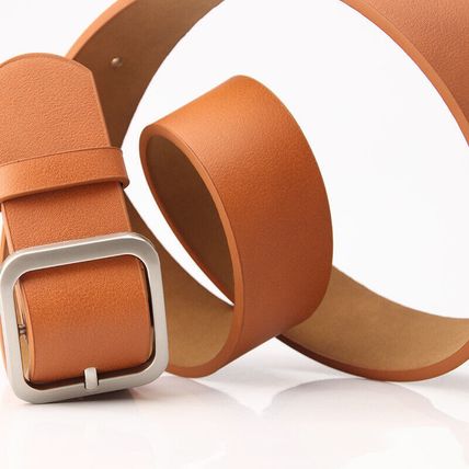 Women's Belt Minimalist Vintage Square Buckle Pu Leather Popular Waist Belt