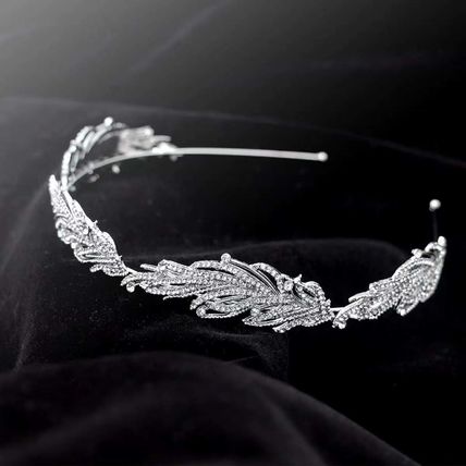 Head Band Headband Hoop headpiece Women Silver Crystal Leaf Feather Party Hair