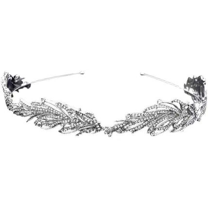 Head Band Headband Hoop headpiece Women Silver Crystal Leaf Feather Party Hair