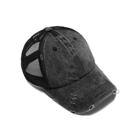 Women Distressed Baseball Cap Mesh Ponytail Hat High Messy Ponycap Trucker Hats