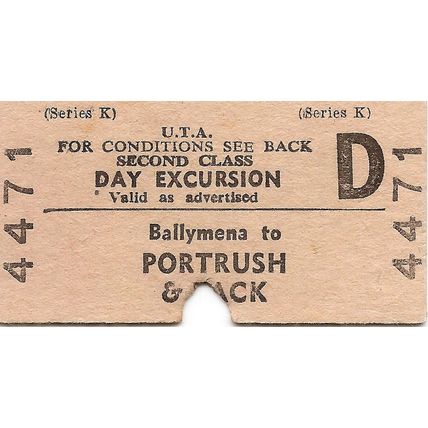 U.T.A. Edmondson Ticket - Ballymena to Portrush