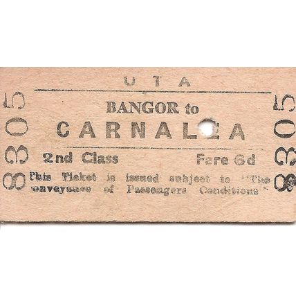 U.T.A. Edmondson Ticket - Bangor to Carnalea