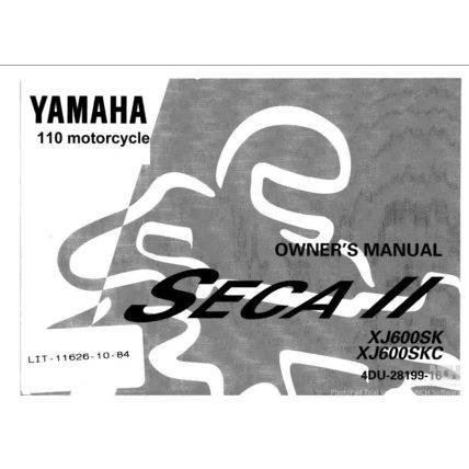 YAMAHA XJ600SK XJ600SKC SECA II OWNERS MANUAL MOTORCYCLE 110 PAGES IN ENGLISH