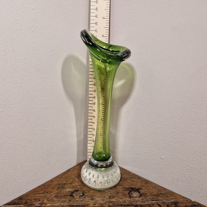 Mid Century Green Swedish Aseda Glasbruk Glass Vase