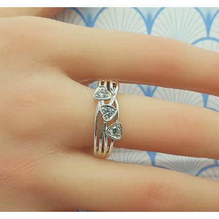 Vintage 925 Sterling Silver and Diamonique CZ Valentine Heart Ring with Box