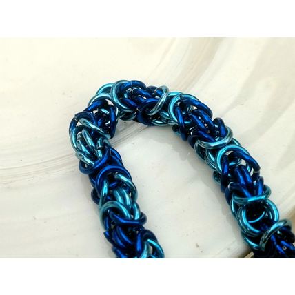Electric Blue Chainmail Bracelet | Byzantine Weave Pattern | Aluminum Jump Rings