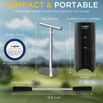 KINGTOP Portable Golf Hole Cutter – Detachable Handle, USGA Standard 4Inch & 6In