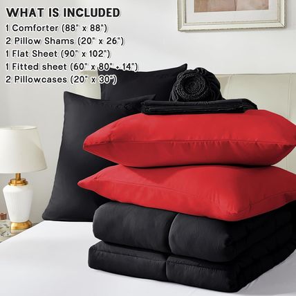 Anluoer Queen Comforter Set 7 Piece, Reversible Bed in a Bag Queen Size, Lightwe
