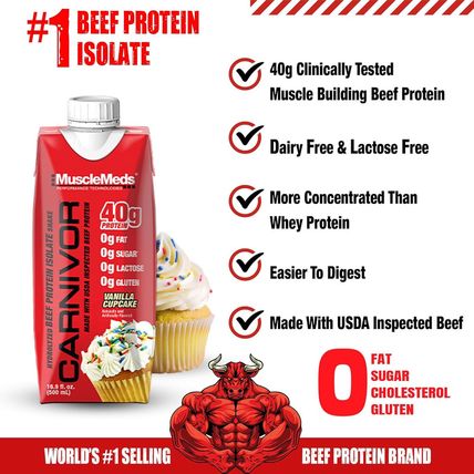 Musclemeds Carnivor RTD, Ready to Drink Protein, Lactose Free, Sugar Free, 40G I